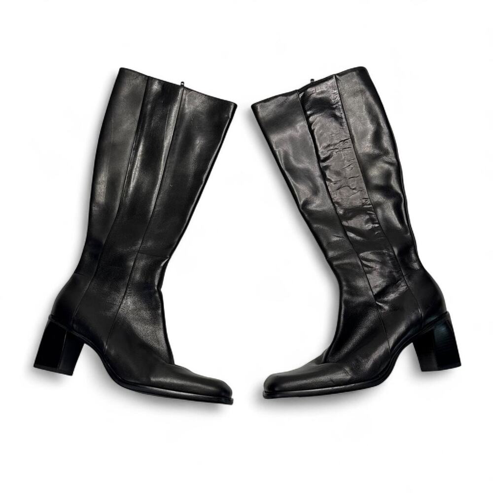 Gianni Bini Black leather knee high boots heel size 8 fall boot quality leather